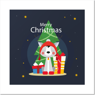 Cute Christmas cat Posters and Art